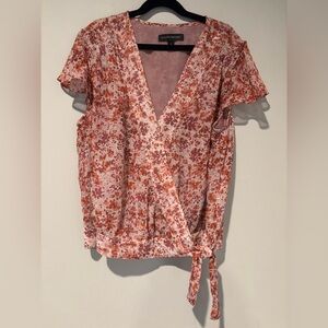 Banana Republic Floral Wrap Blouse - Pink and Red